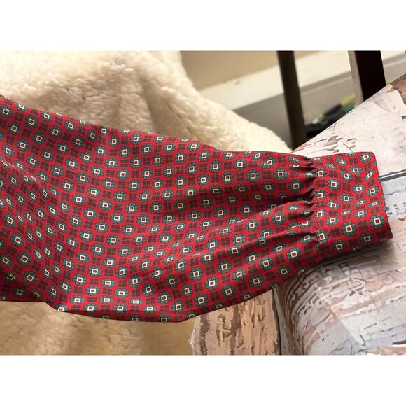 Blouse Burgundy/Print Size 16 by Eastex Made in England Professional Classy - Picture 4 of 5